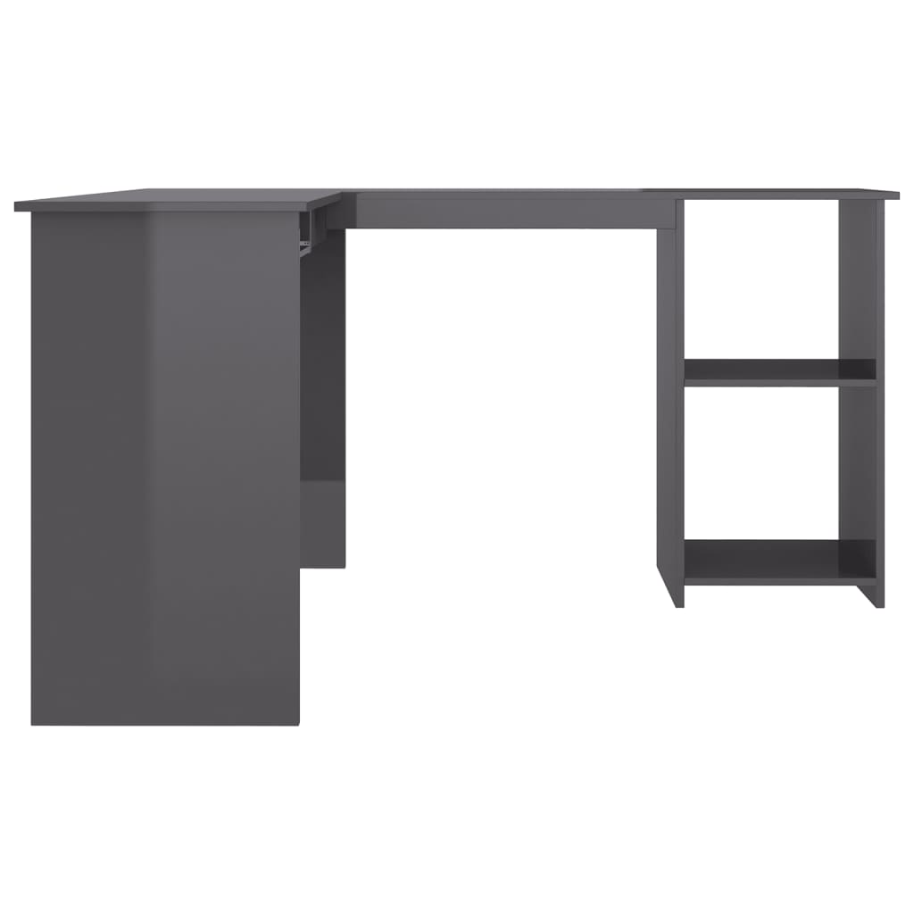 Hoekbureau L-vormig 120x140x75 cm bewerkt hout hoogglans grijs is nu te koop bij PeponiXL, paradijselijk wonen!