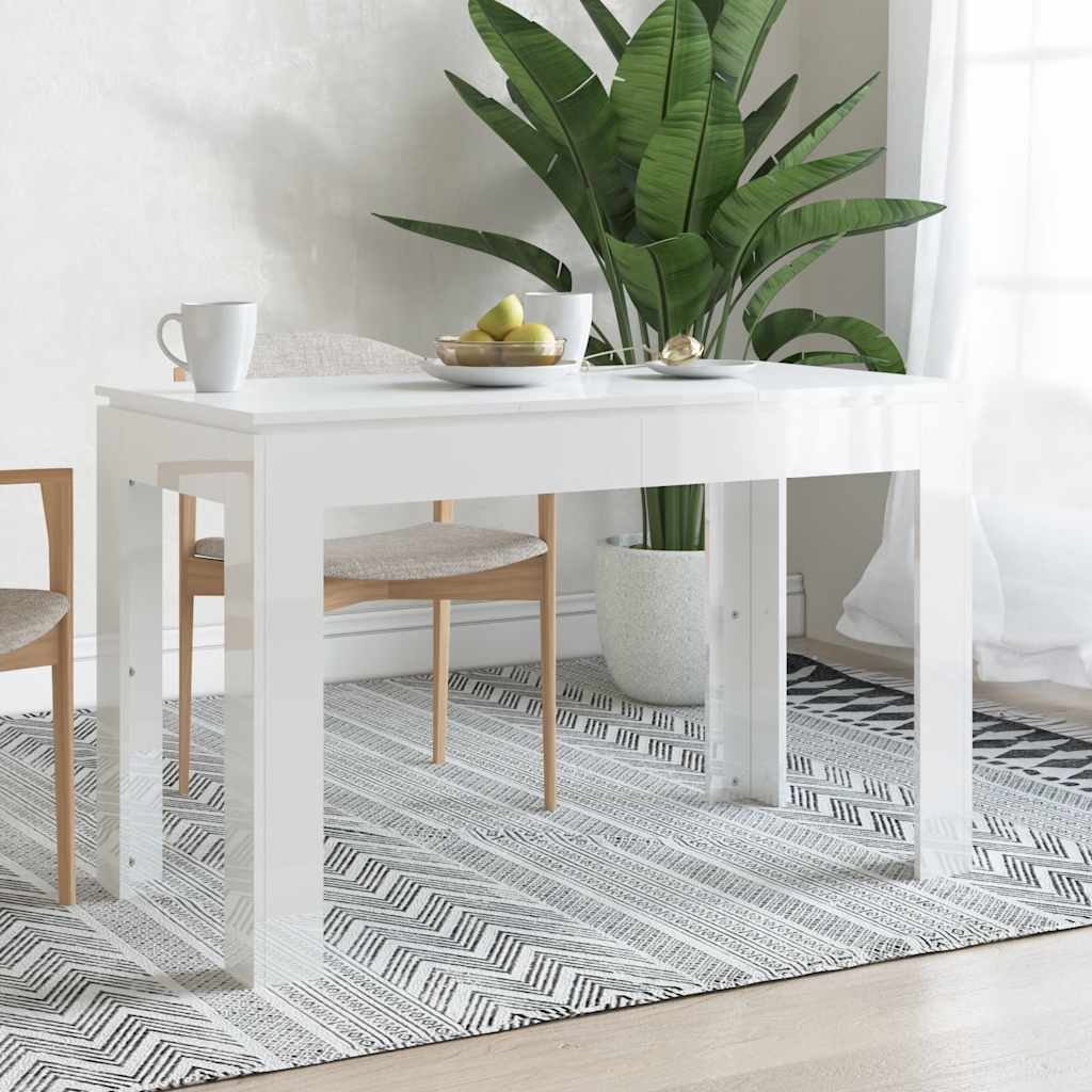 Eettafel 120x60x76 cm bewerkt hout hoogglans wit is nu te koop bij PeponiXL, paradijselijk wonen!