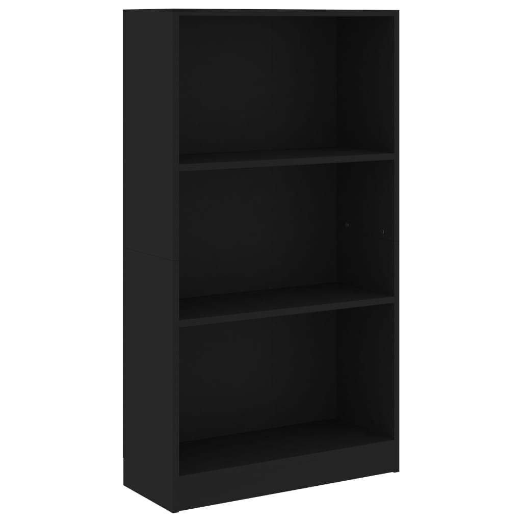 Boekenkast met 3 schappen 60x24x109 cm bewerkt hout zwart is nu te koop bij PeponiXL, paradijselijk wonen!