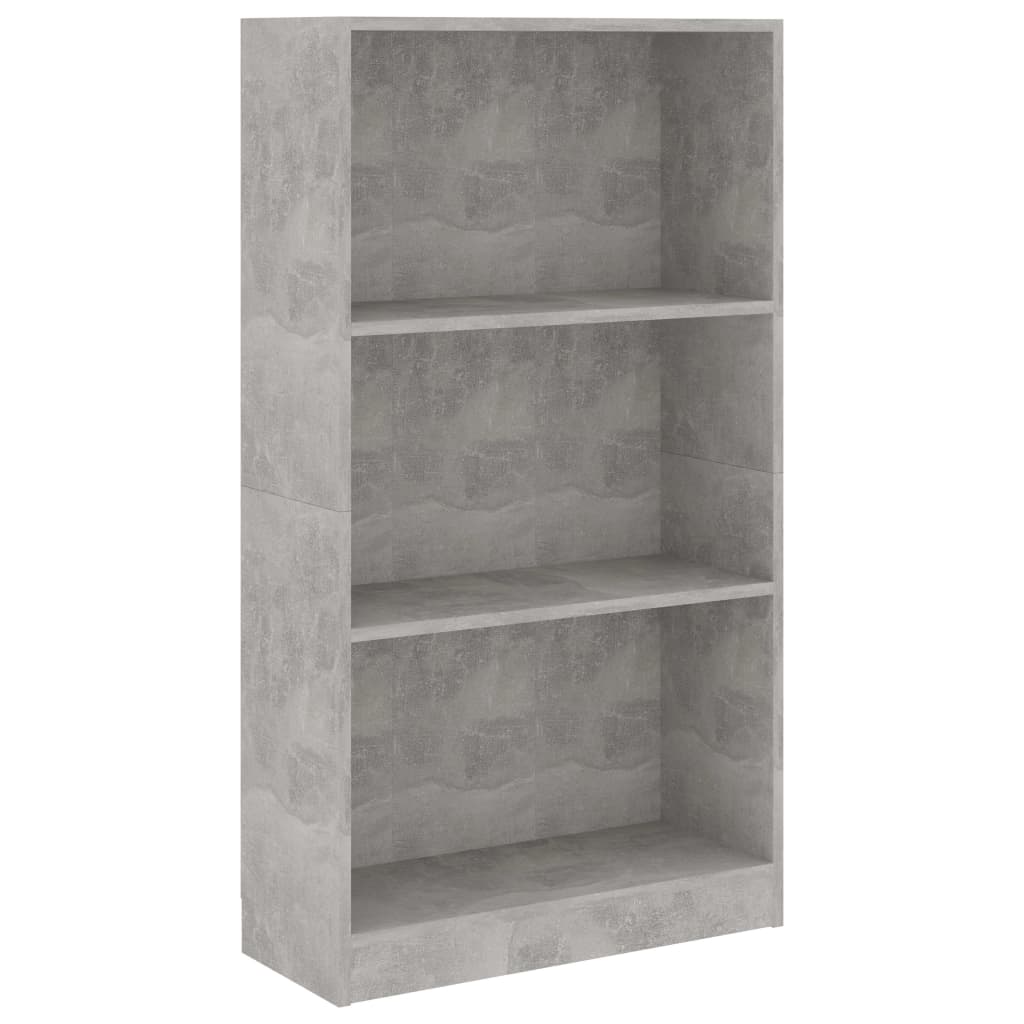 Boekenkast met 3 schappen 60x24x109 cm bewerkt hout betongrijs is nu te koop bij PeponiXL, paradijselijk wonen!