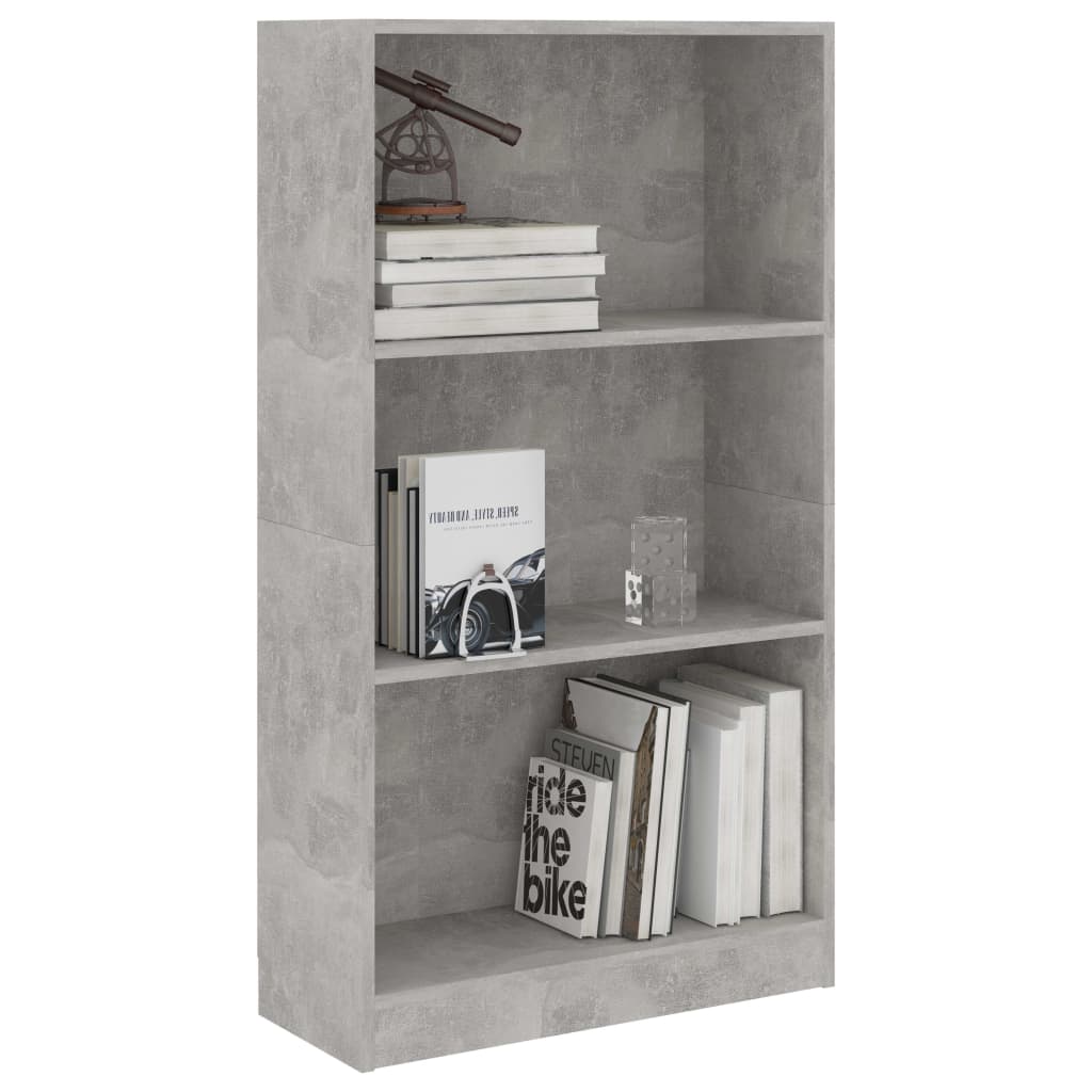Boekenkast met 3 schappen 60x24x109 cm bewerkt hout betongrijs is nu te koop bij PeponiXL, paradijselijk wonen!
