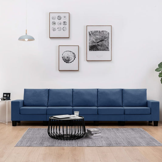 Vijfzitsbank stof blauw is nu te koop bij PeponiXL, paradijselijk wonen!