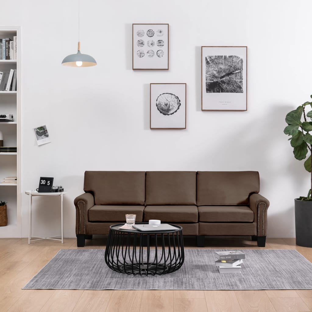 Driezitsbank stof bruin is nu te koop bij PeponiXL, paradijselijk wonen!