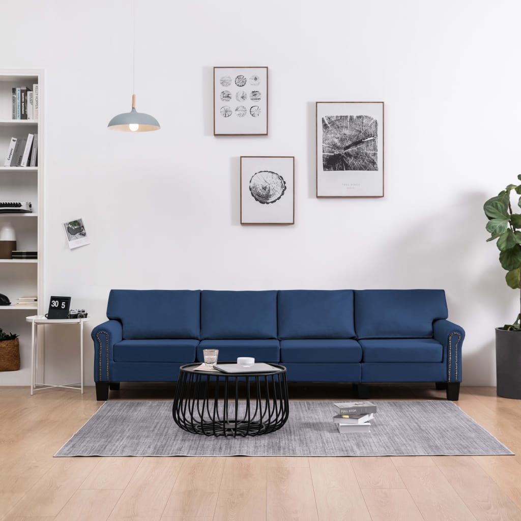 Vierzitsbank stof blauw is nu te koop bij PeponiXL, paradijselijk wonen!