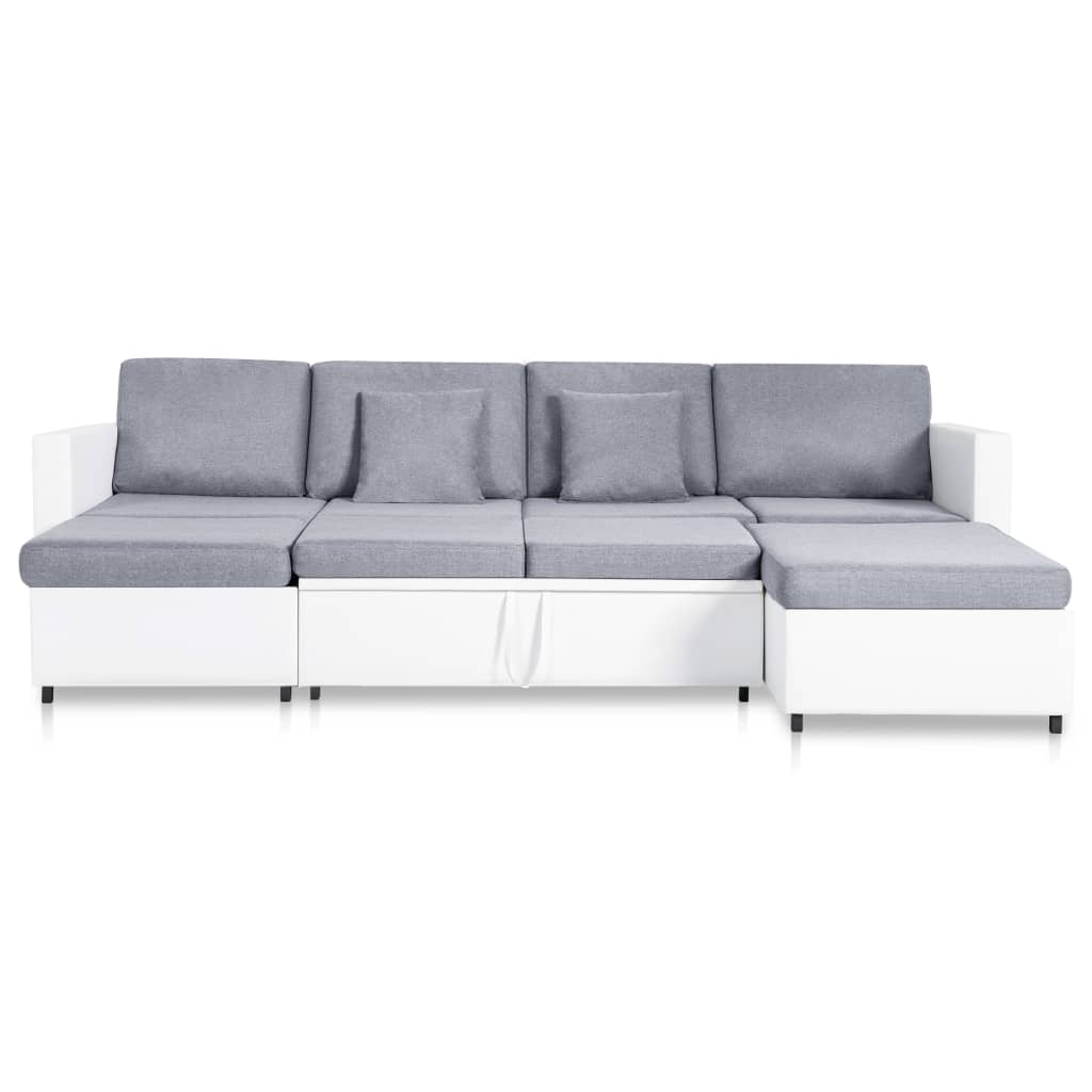 Slaapbank uittrekbaar 4-zits kunstleer wit is nu te koop bij PeponiXL, paradijselijk wonen!
