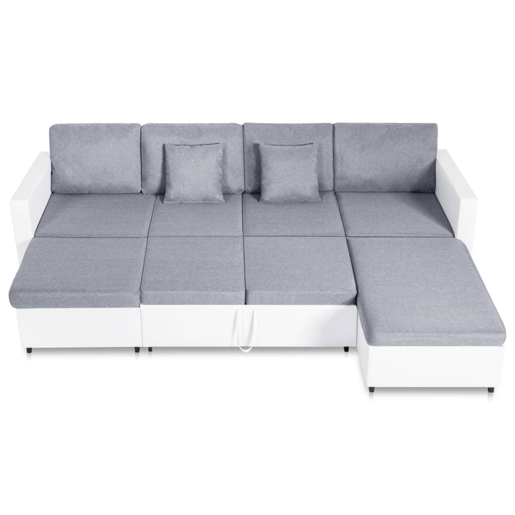 Slaapbank uittrekbaar 4-zits kunstleer wit is nu te koop bij PeponiXL, paradijselijk wonen!