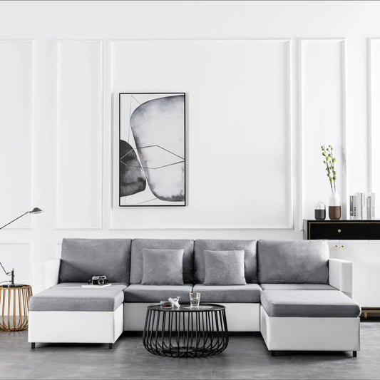 Slaapbank uittrekbaar 4-zits kunstleer wit is nu te koop bij PeponiXL, paradijselijk wonen!