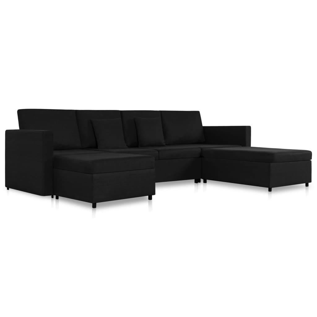 Slaapbank uittrekbaar 4-zits stof zwart is nu te koop bij PeponiXL, paradijselijk wonen!