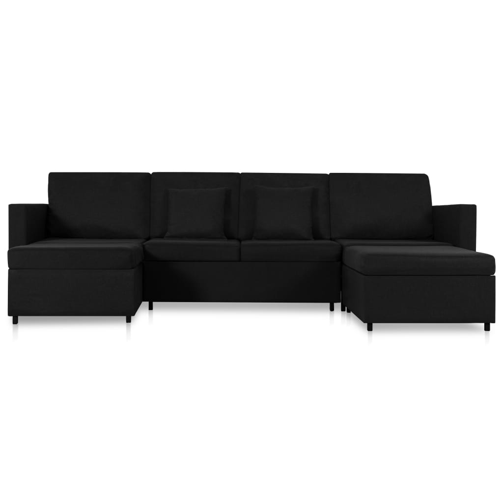 Slaapbank uittrekbaar 4-zits stof zwart is nu te koop bij PeponiXL, paradijselijk wonen!