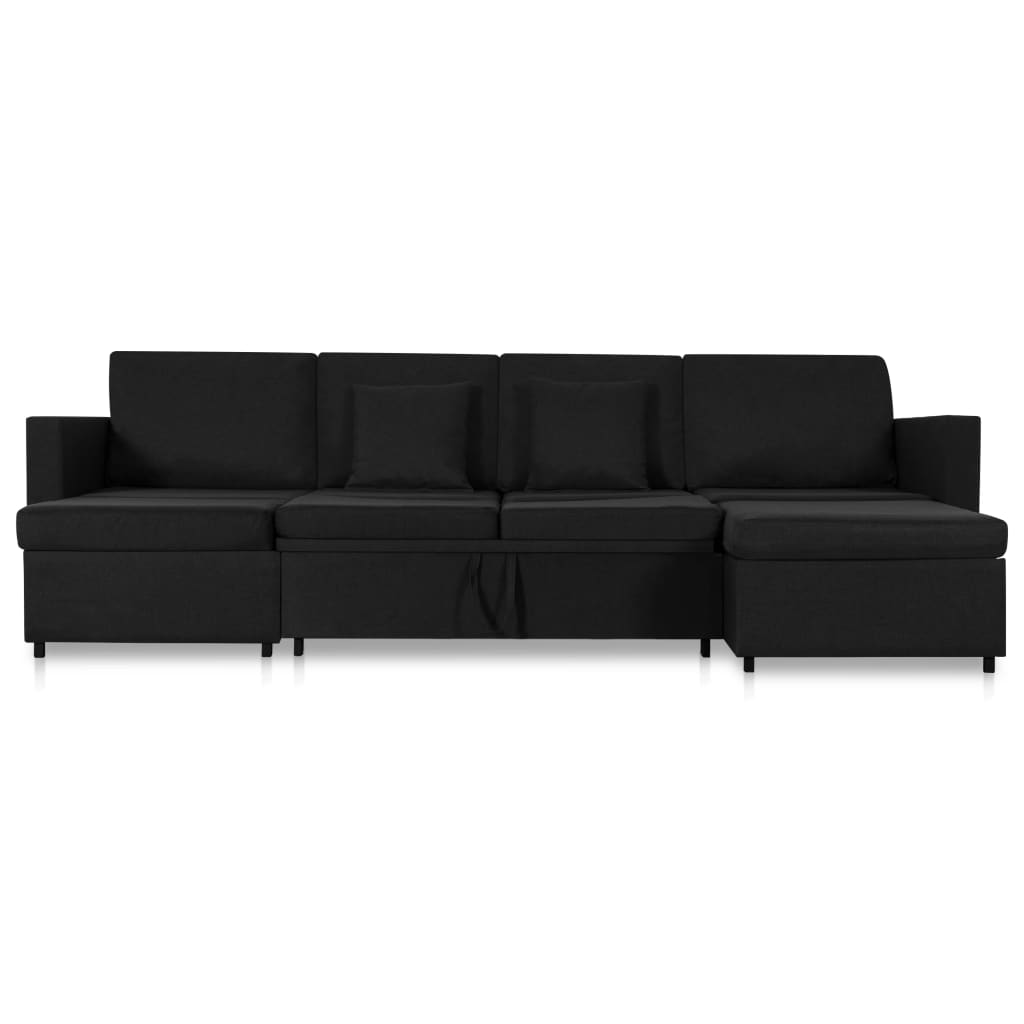 Slaapbank uittrekbaar 4-zits stof zwart is nu te koop bij PeponiXL, paradijselijk wonen!