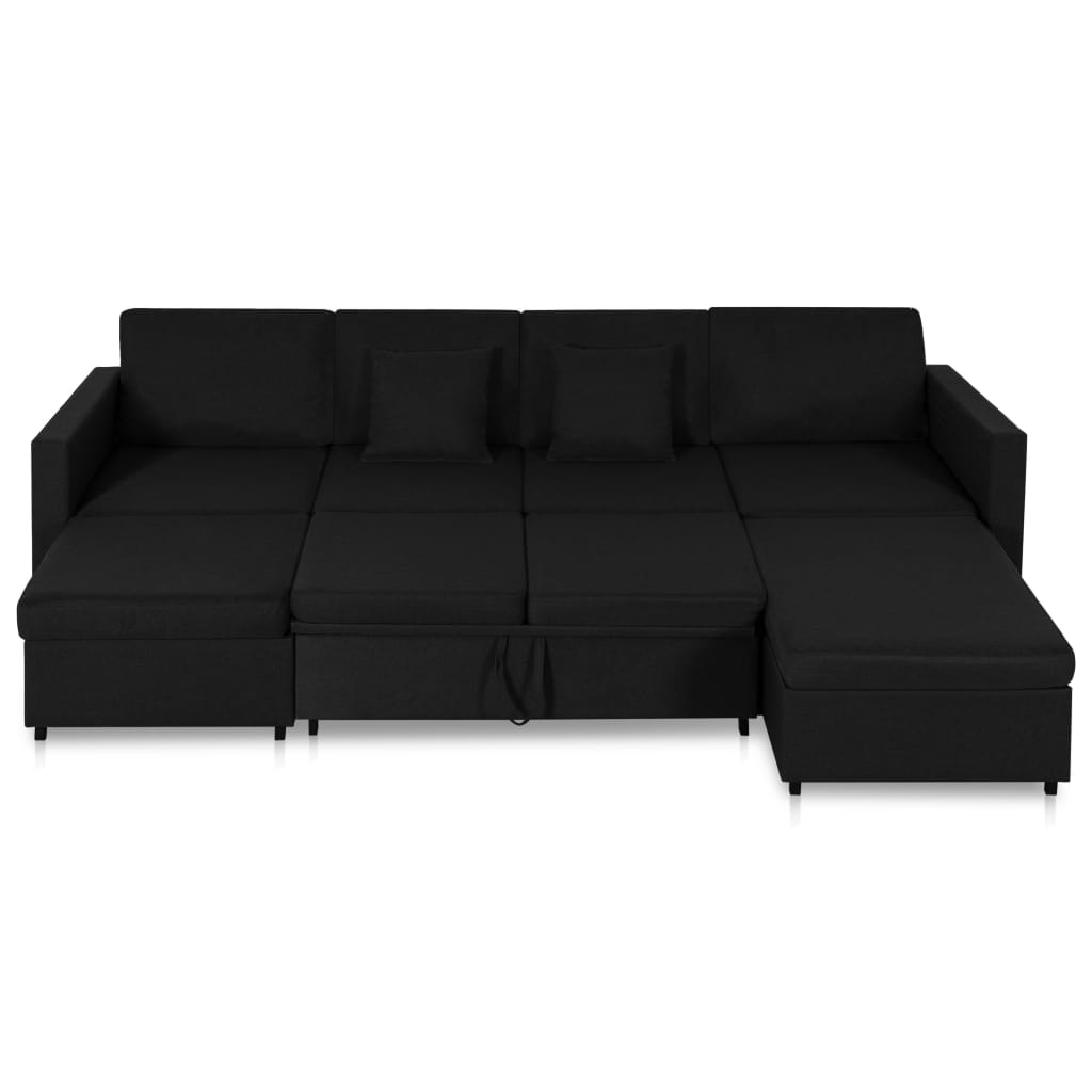 Slaapbank uittrekbaar 4-zits stof zwart is nu te koop bij PeponiXL, paradijselijk wonen!