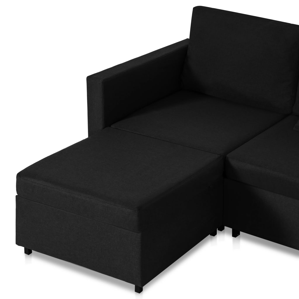 Slaapbank uittrekbaar 4-zits stof zwart is nu te koop bij PeponiXL, paradijselijk wonen!