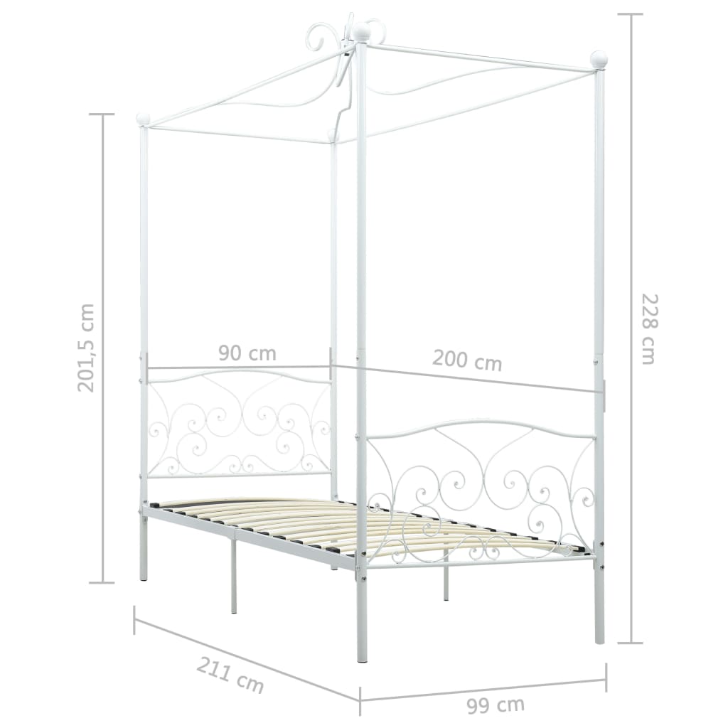Hemelbedframe metaal wit 90x200 cm is nu te koop bij PeponiXL, paradijselijk wonen!