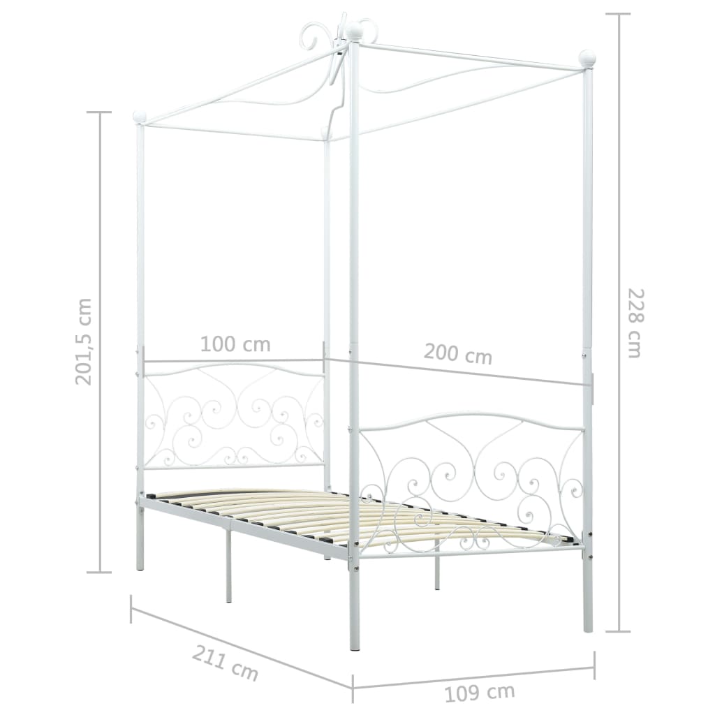 Hemelbedframe metaal wit 100x200 cm is nu te koop bij PeponiXL, paradijselijk wonen!