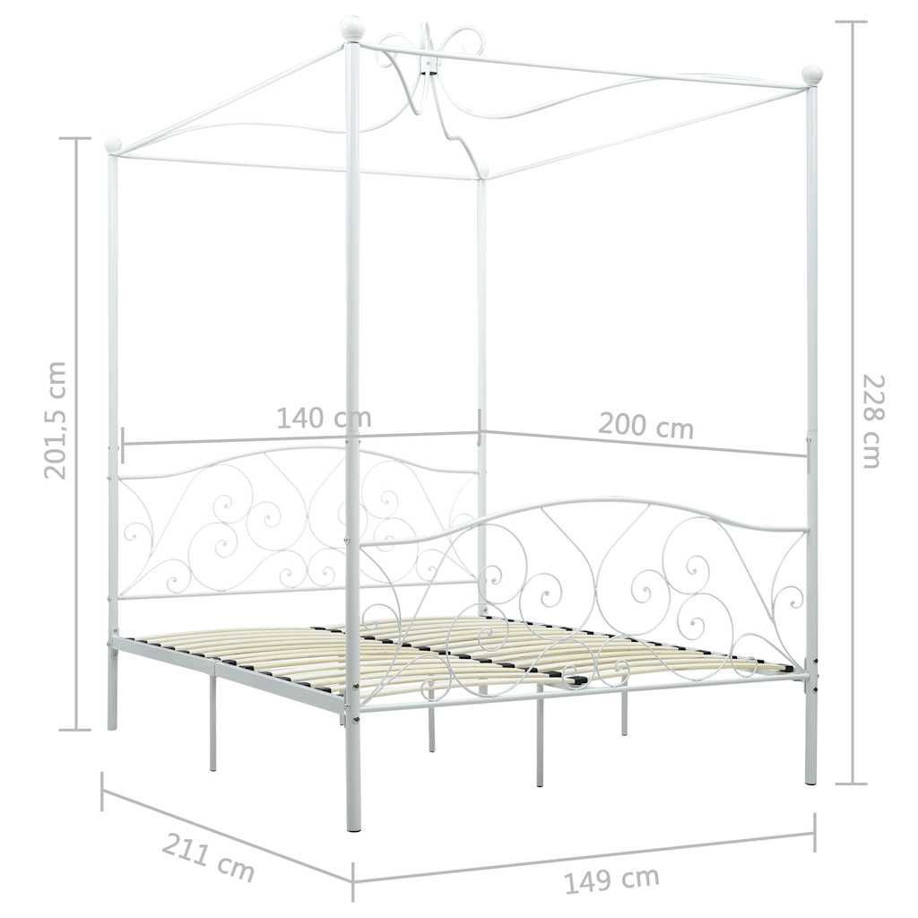 Hemelbedframe metaal wit 140x200 cm is nu te koop bij PeponiXL, paradijselijk wonen!