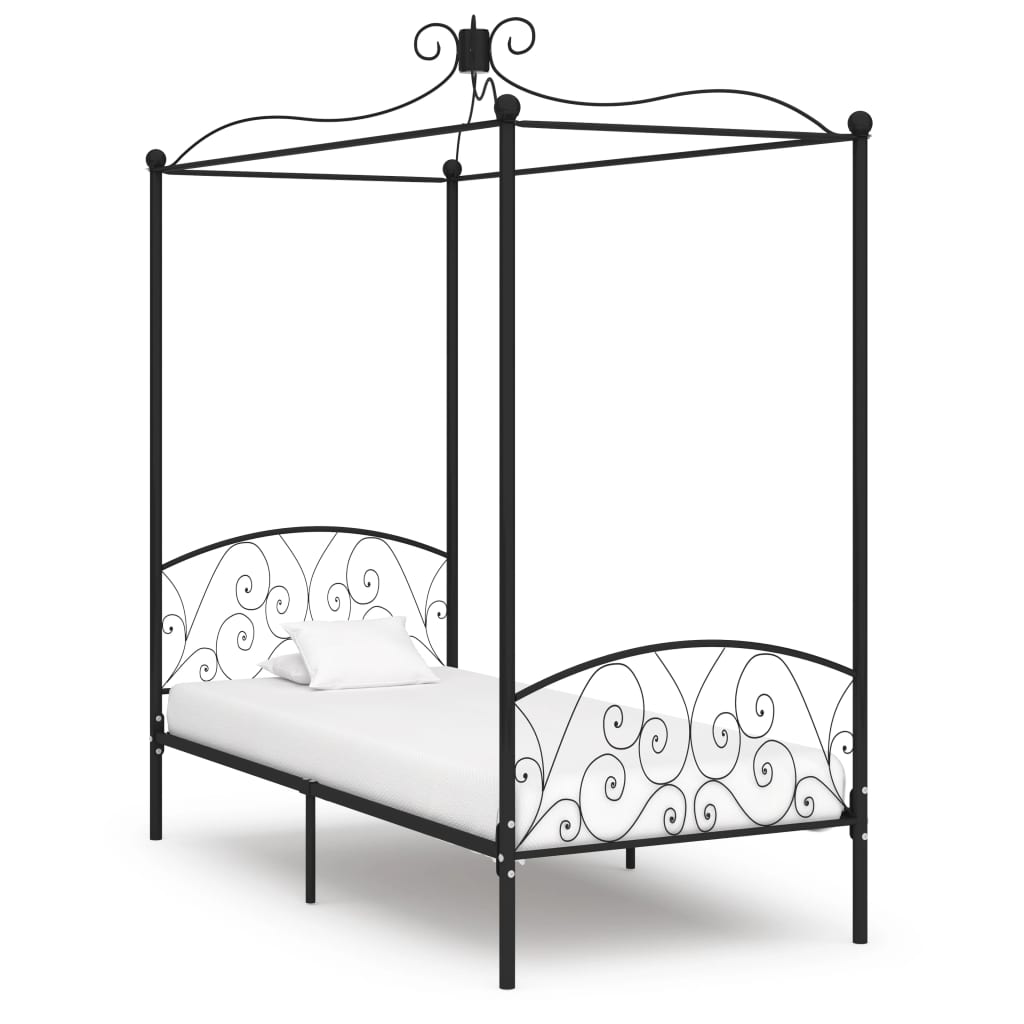 Hemelbedframe metaal zwart 90x200 cm is nu te koop bij PeponiXL, paradijselijk wonen!
