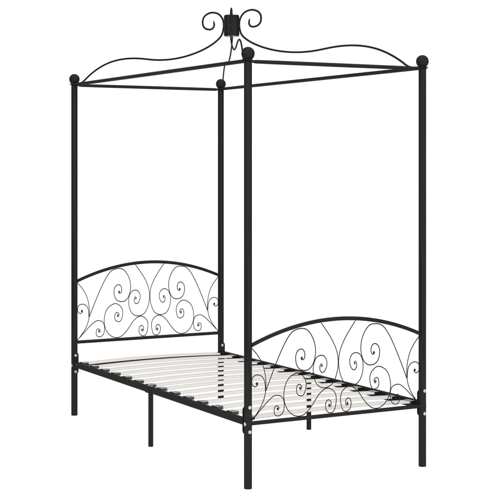 Hemelbedframe metaal zwart 90x200 cm is nu te koop bij PeponiXL, paradijselijk wonen!