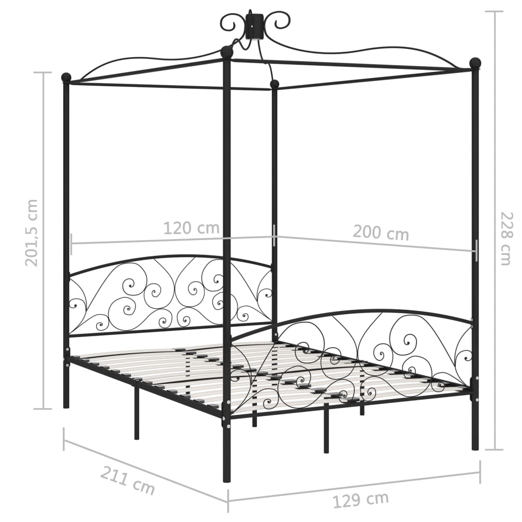 Hemelbedframe metaal zwart 120x200 cm is nu te koop bij PeponiXL, paradijselijk wonen!