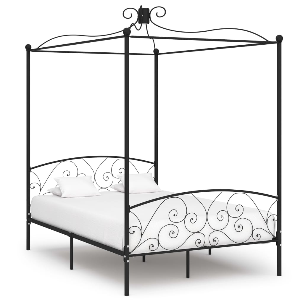 Hemelbedframe metaal zwart 140x200 cm is nu te koop bij PeponiXL, paradijselijk wonen!