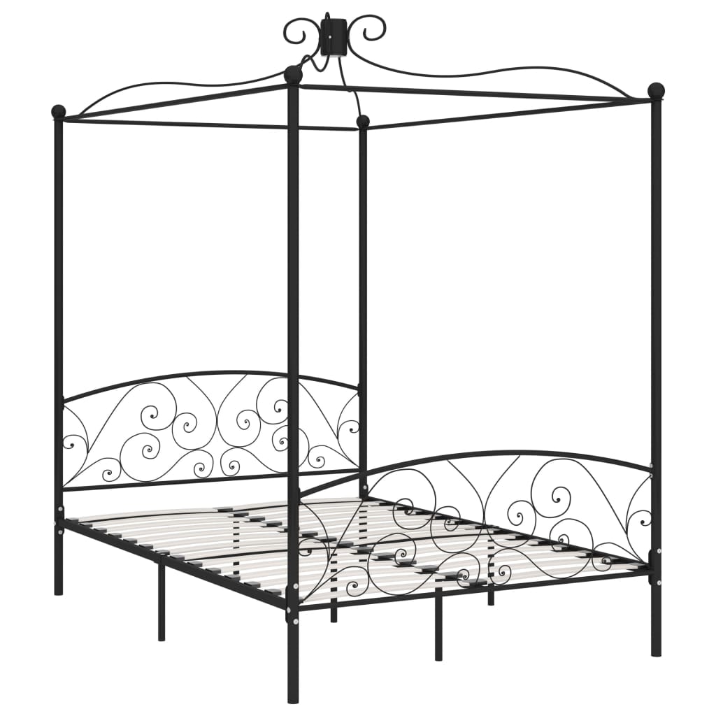 Hemelbedframe metaal zwart 140x200 cm is nu te koop bij PeponiXL, paradijselijk wonen!