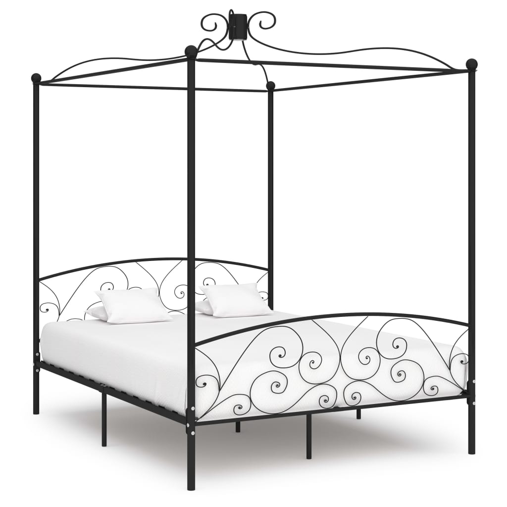 Hemelbedframe metaal zwart 160x200 cm is nu te koop bij PeponiXL, paradijselijk wonen!