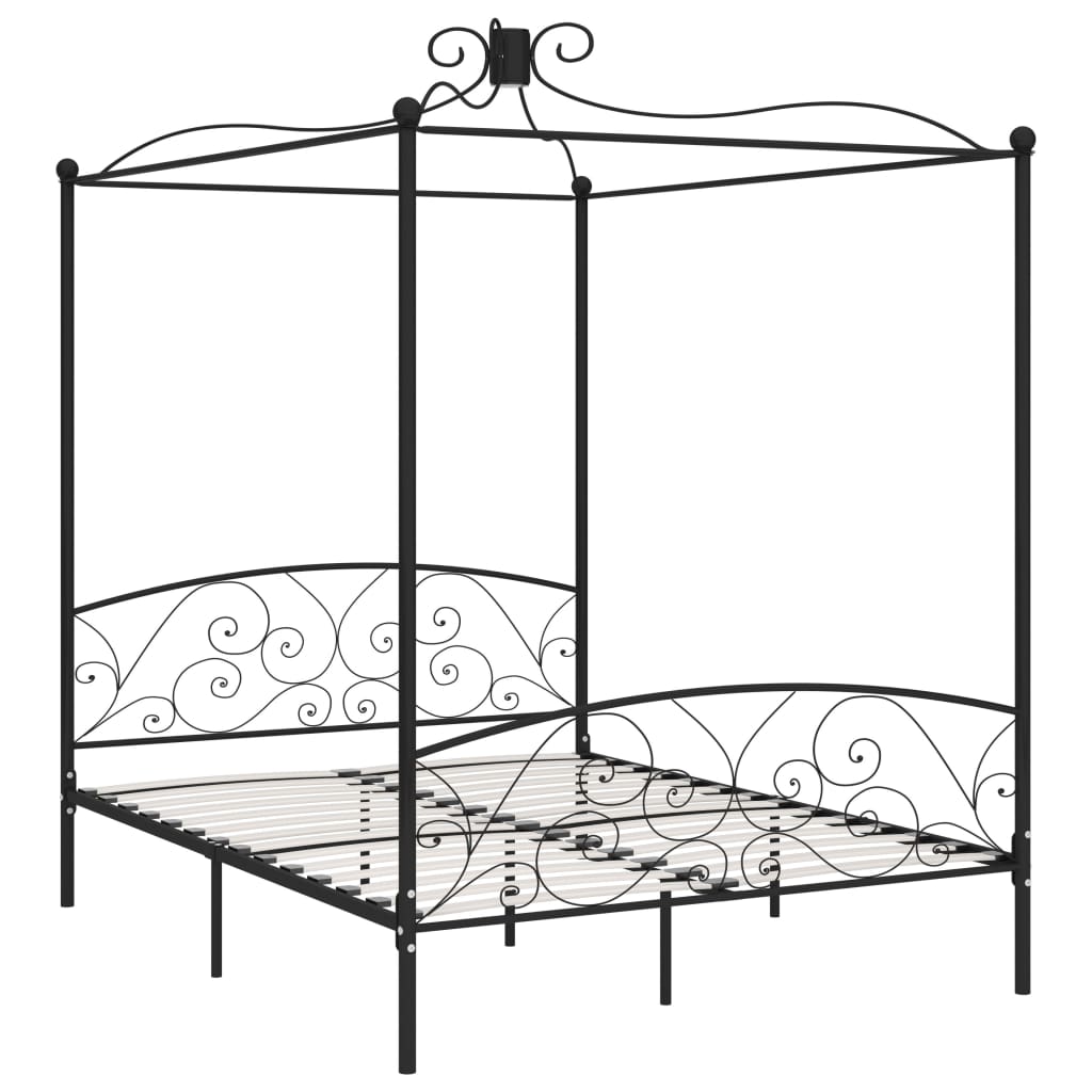 Hemelbedframe metaal zwart 160x200 cm is nu te koop bij PeponiXL, paradijselijk wonen!