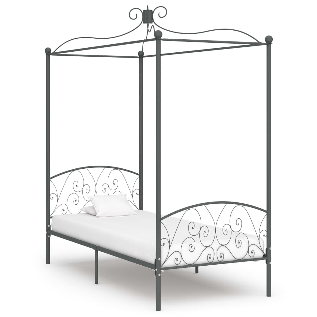 Hemelbedframe metaal grijs 100x200 cm is nu te koop bij PeponiXL, paradijselijk wonen!