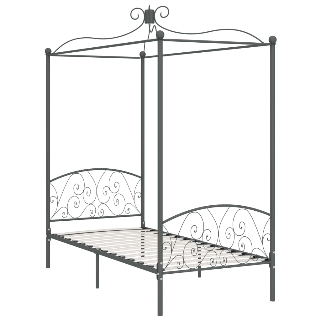 Hemelbedframe metaal grijs 100x200 cm is nu te koop bij PeponiXL, paradijselijk wonen!