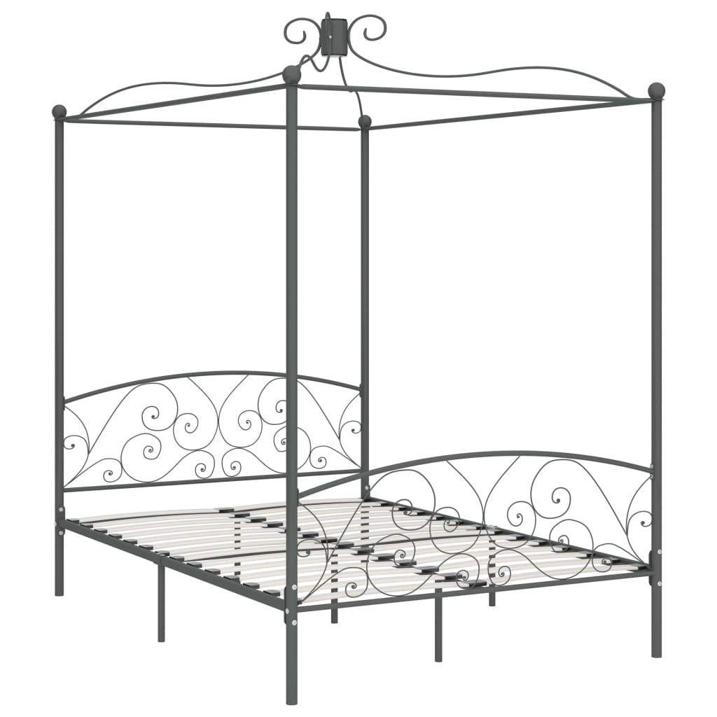 Hemelbedframe metaal grijs 120x200 cm is nu te koop bij PeponiXL, paradijselijk wonen!