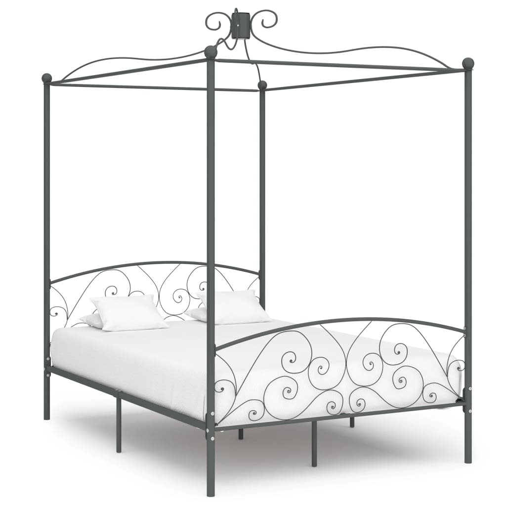 Hemelbedframe metaal grijs 140x200 cm is nu te koop bij PeponiXL, paradijselijk wonen!