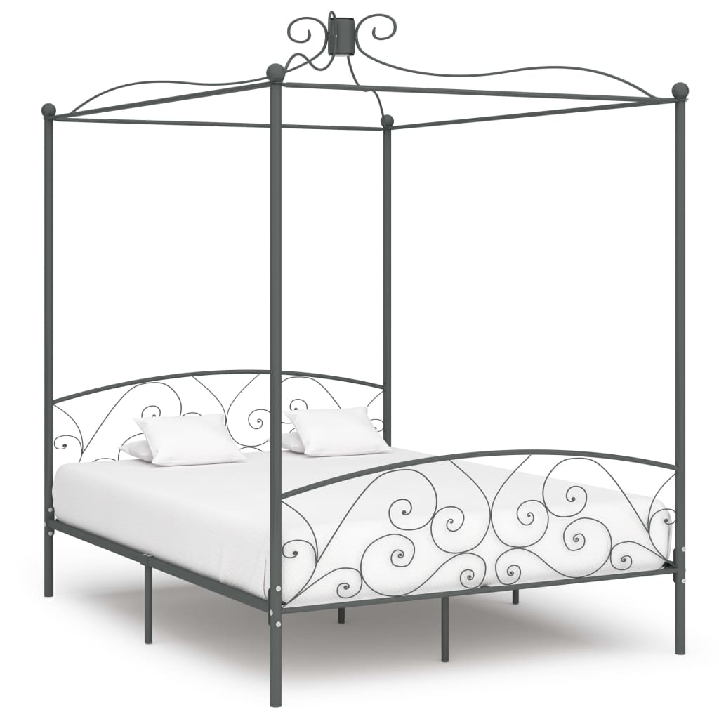 Hemelbedframe metaal grijs 160x200 cm is nu te koop bij PeponiXL, paradijselijk wonen!