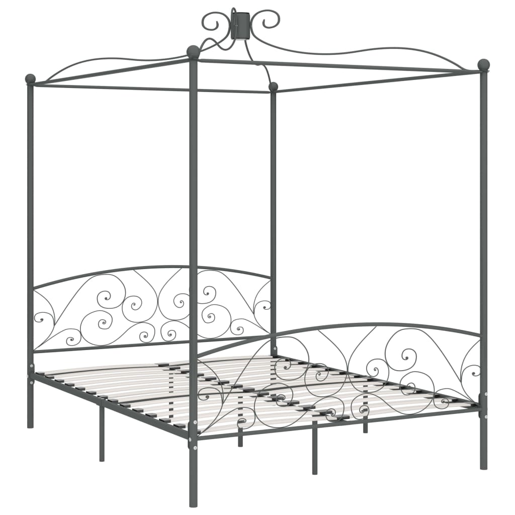 Hemelbedframe metaal grijs 160x200 cm is nu te koop bij PeponiXL, paradijselijk wonen!
