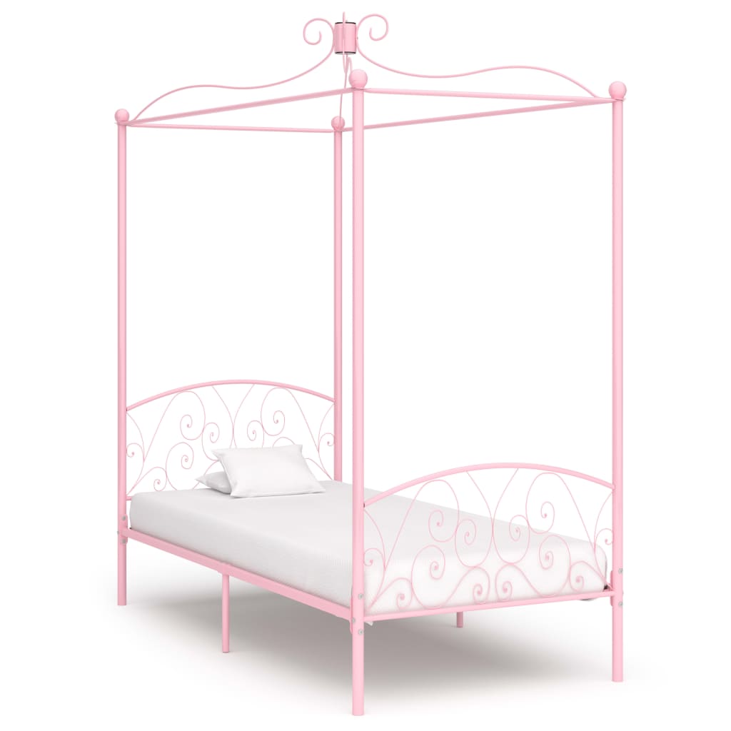 Hemelbedframe metaal roze 100x200 cm is nu te koop bij PeponiXL, paradijselijk wonen!