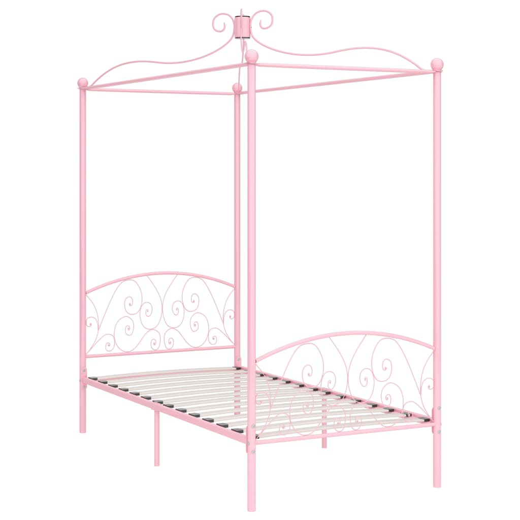 Hemelbedframe metaal roze 100x200 cm is nu te koop bij PeponiXL, paradijselijk wonen!