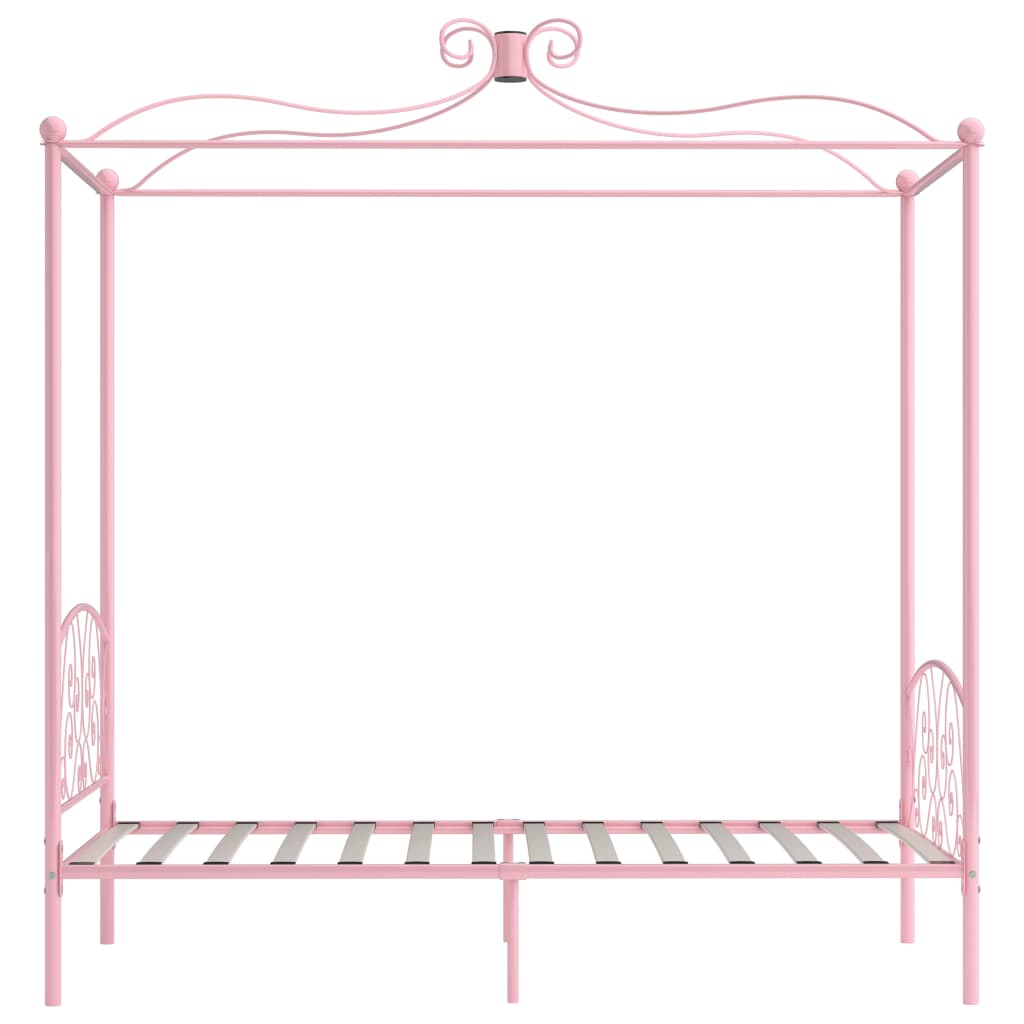 Hemelbedframe metaal roze 100x200 cm is nu te koop bij PeponiXL, paradijselijk wonen!