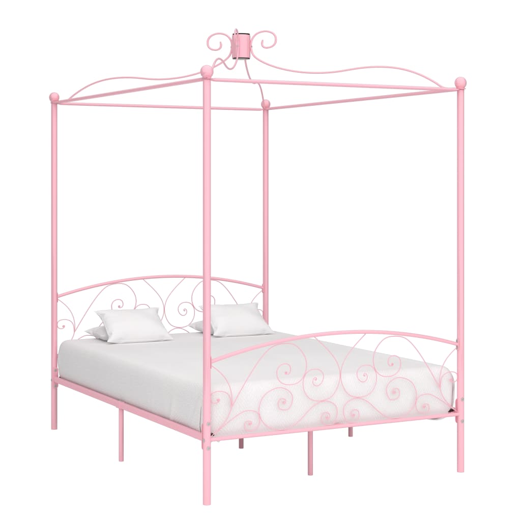 Hemelbedframe metaal roze 120x200 cm is nu te koop bij PeponiXL, paradijselijk wonen!