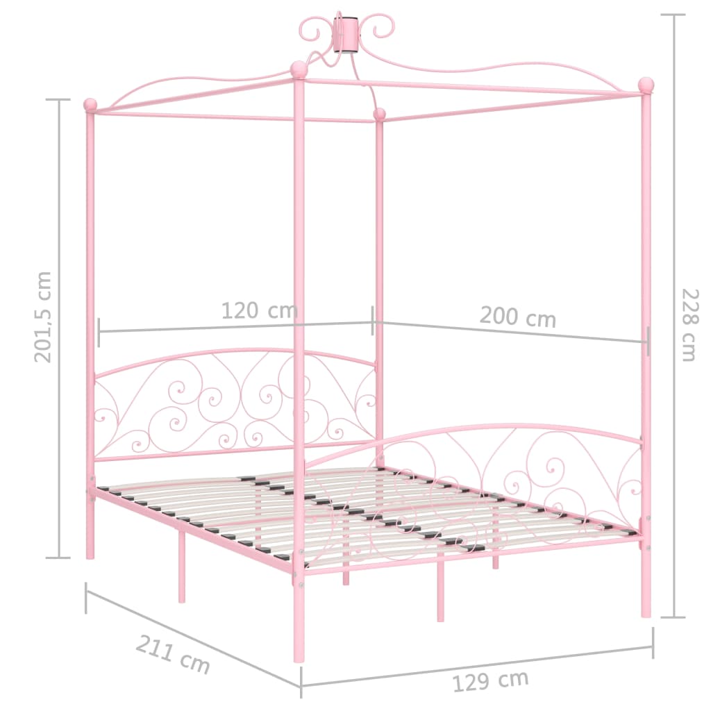 Hemelbedframe metaal roze 120x200 cm is nu te koop bij PeponiXL, paradijselijk wonen!
