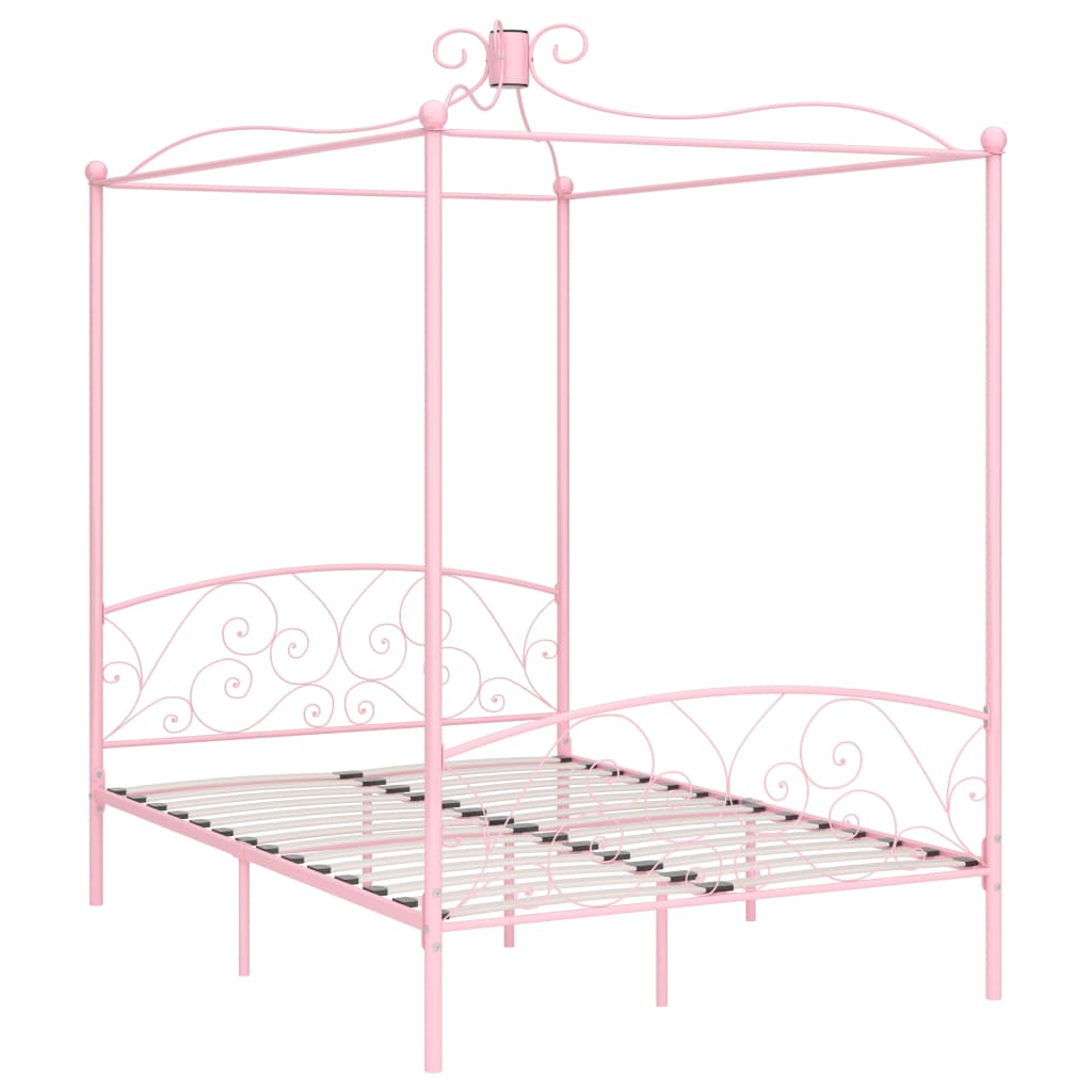 Hemelbedframe metaal roze 140x200 cm is nu te koop bij PeponiXL, paradijselijk wonen!