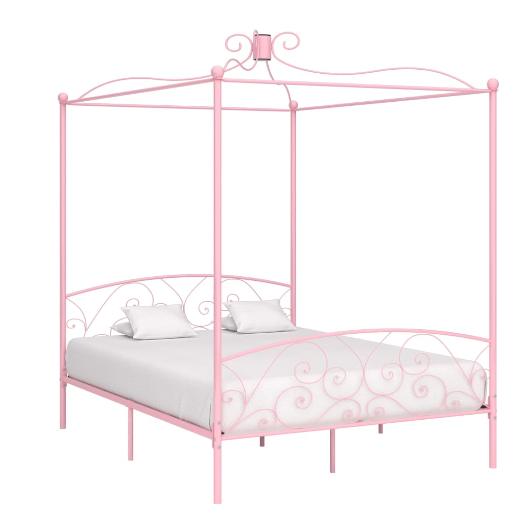 Hemelbedframe metaal roze 160x200 cm is nu te koop bij PeponiXL, paradijselijk wonen!