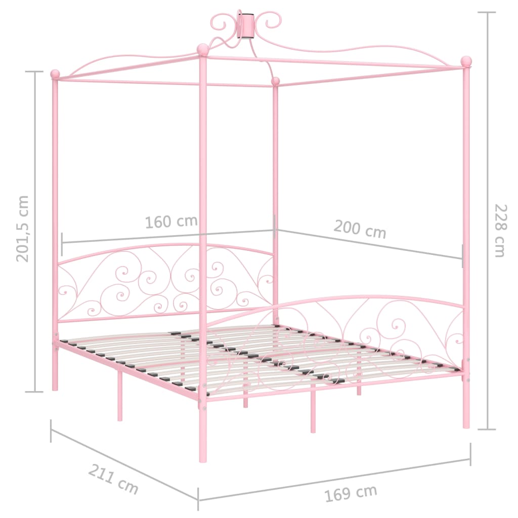 Hemelbedframe metaal roze 160x200 cm is nu te koop bij PeponiXL, paradijselijk wonen!