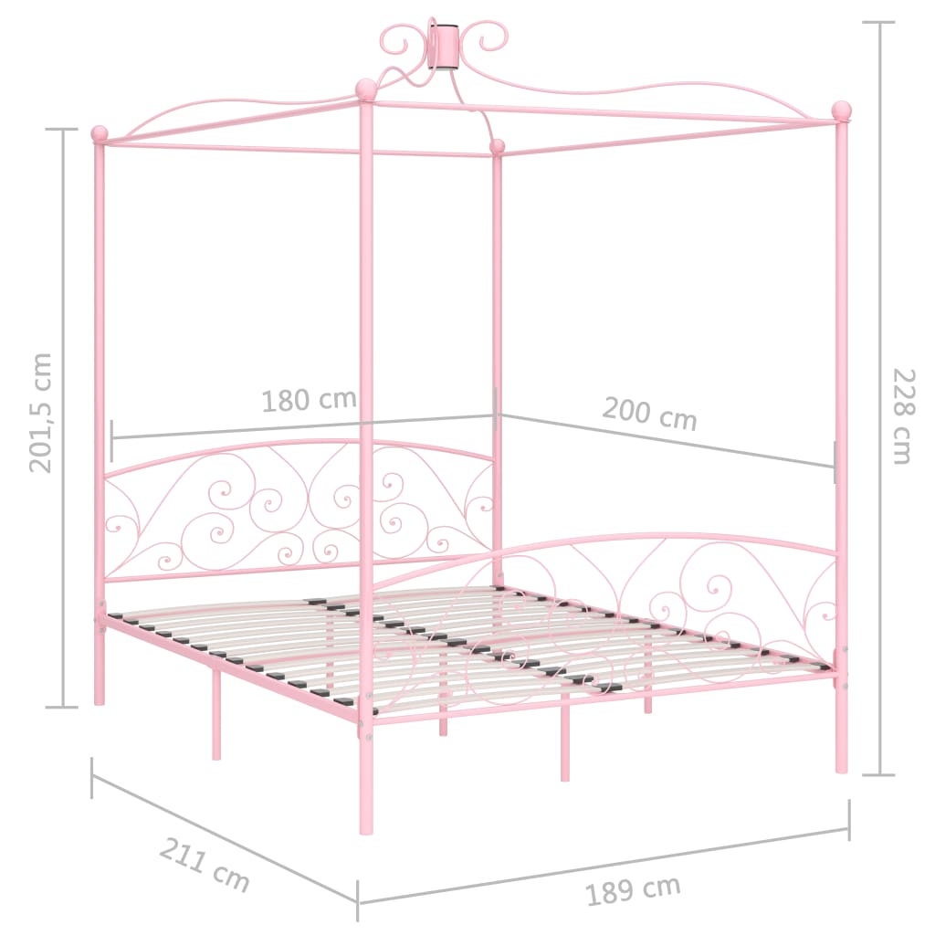 Hemelbedframe metaal roze 180x200 cm is nu te koop bij PeponiXL, paradijselijk wonen!