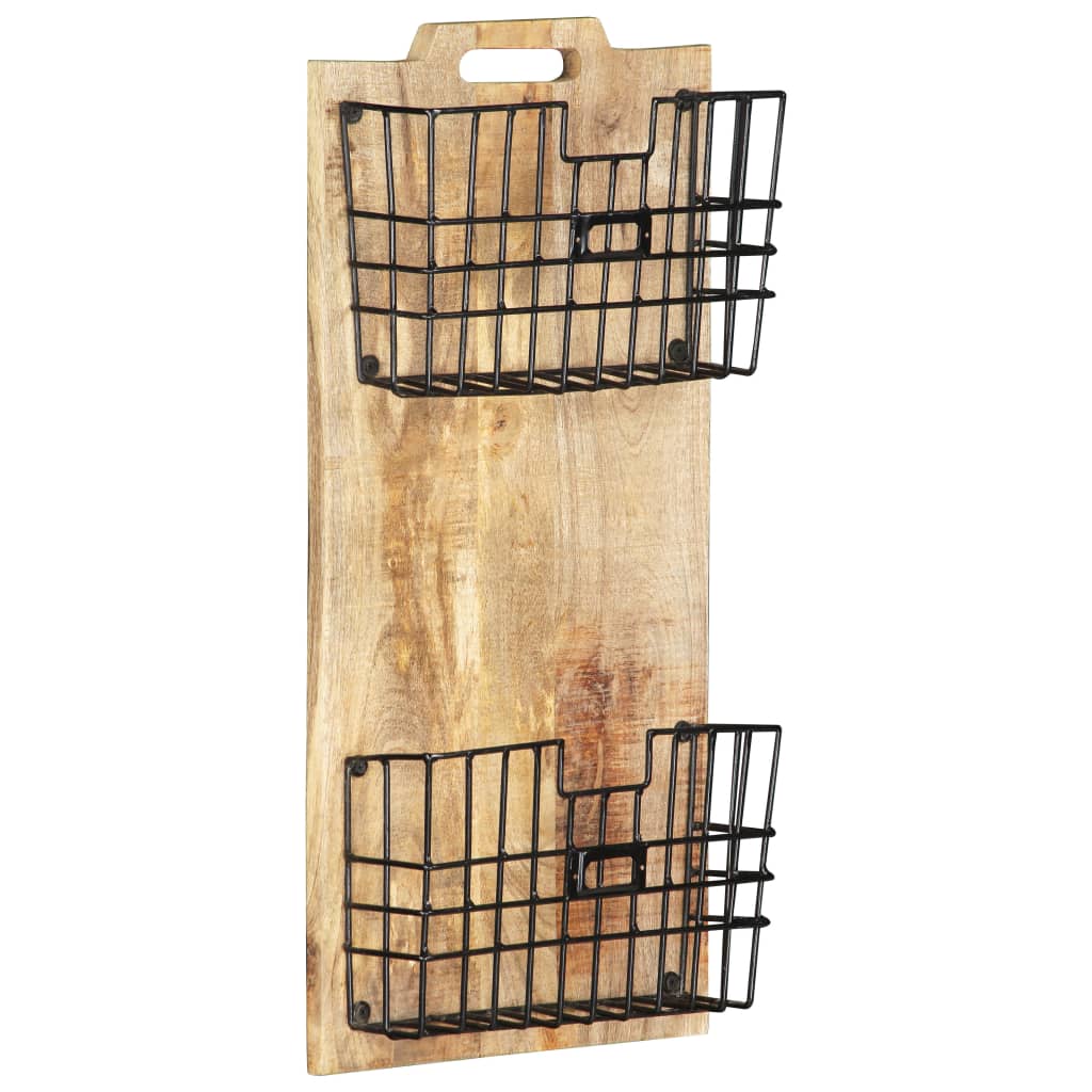 Tijdschriftenwandrek 33x10x67 cm massief ruw mangohout is nu te koop bij PeponiXL, paradijselijk wonen!