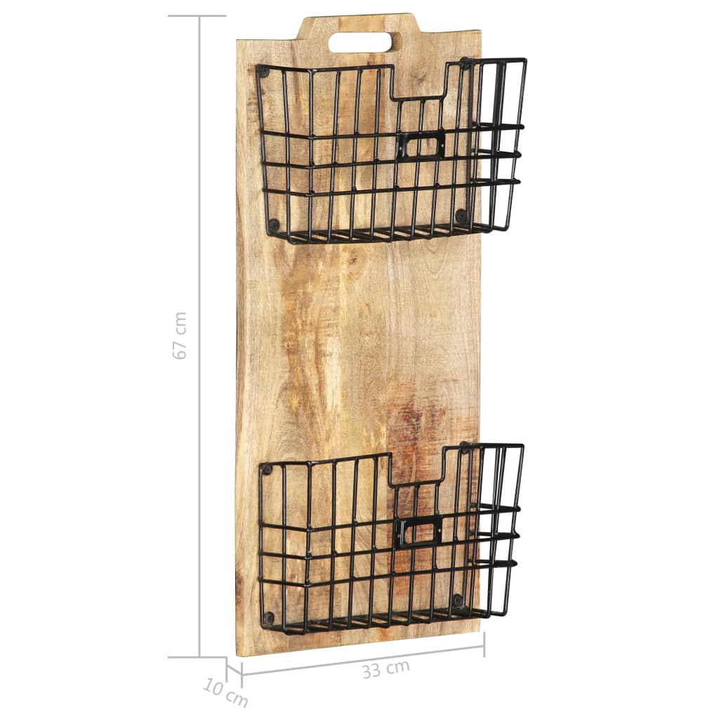 Tijdschriftenwandrek 33x10x67 cm massief ruw mangohout is nu te koop bij PeponiXL, paradijselijk wonen!