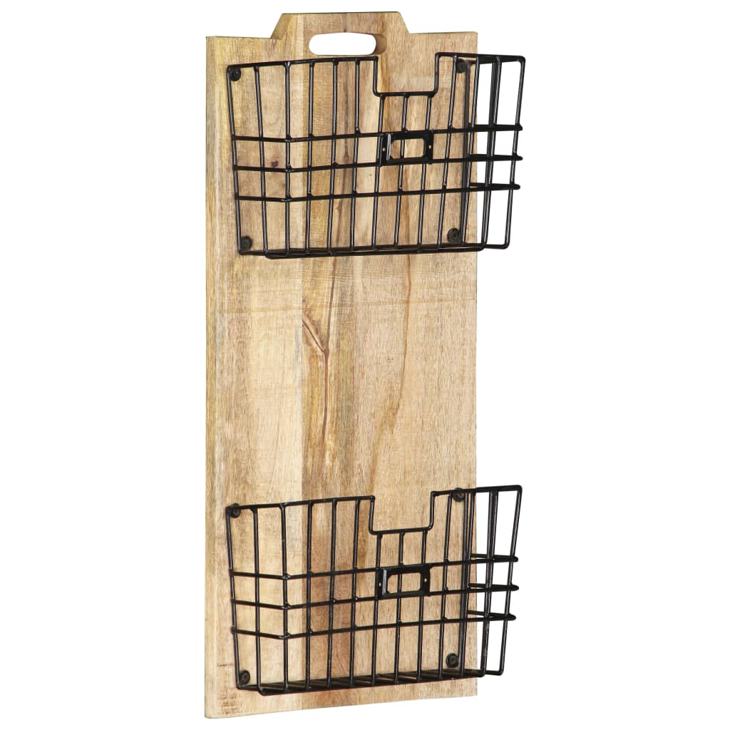 Tijdschriftenwandrek 33x10x67 cm massief ruw mangohout is nu te koop bij PeponiXL, paradijselijk wonen!