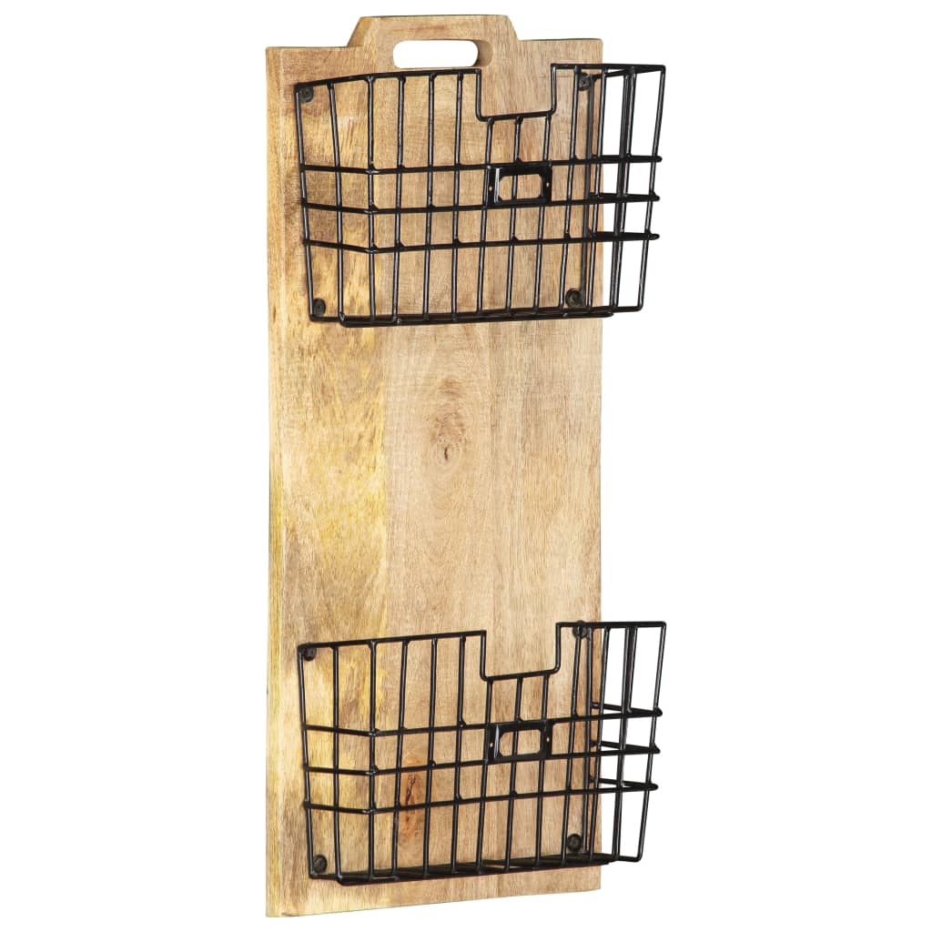 Tijdschriftenwandrek 33x10x67 cm massief ruw mangohout is nu te koop bij PeponiXL, paradijselijk wonen!