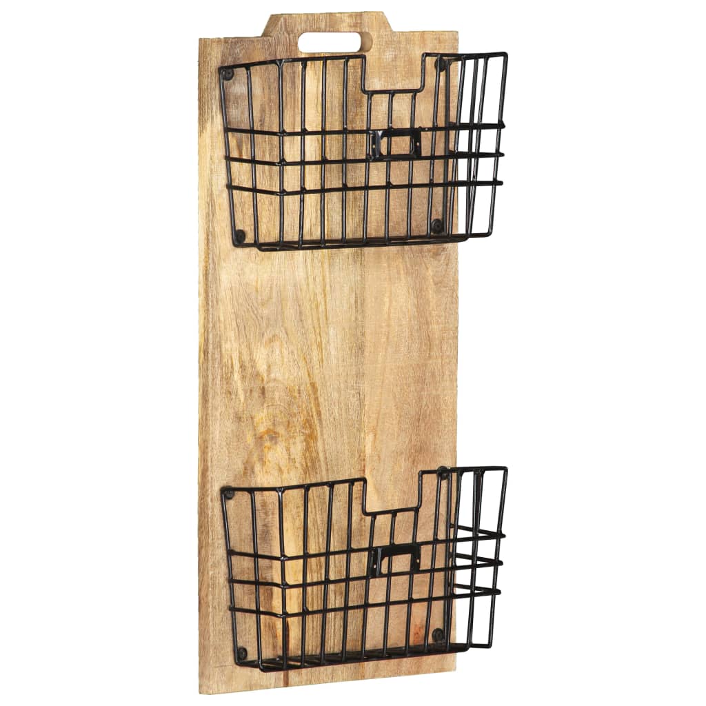 Tijdschriftenwandrek 33x10x67 cm massief ruw mangohout is nu te koop bij PeponiXL, paradijselijk wonen!