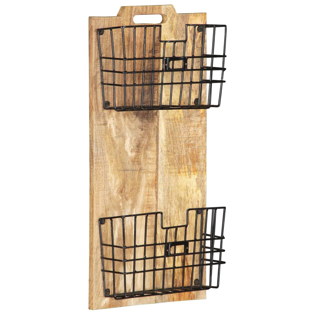 Tijdschriftenwandrek 33x10x67 cm massief ruw mangohout is nu te koop bij PeponiXL, paradijselijk wonen!