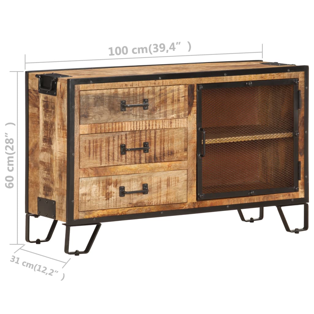 Dressoir 100x31x60 cm massief ruw mangohout is nu te koop bij PeponiXL, paradijselijk wonen!