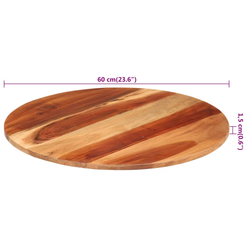 Tafelblad rond 15-16 mm 60 cm massief acaciahout is nu te koop bij PeponiXL, paradijselijk wonen!