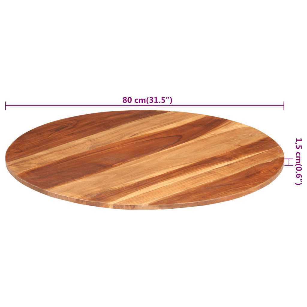 Tafelblad rond 15-16 mm 80 cm massief acaciahout is nu te koop bij PeponiXL, paradijselijk wonen!